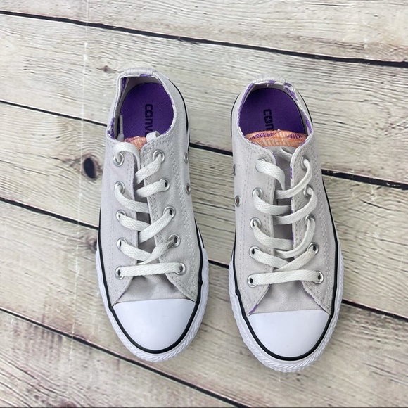 Converse All Star Double Tongue Junior Unisex Shoes Off white/Light Gray size 1 - Picture 4 of 10